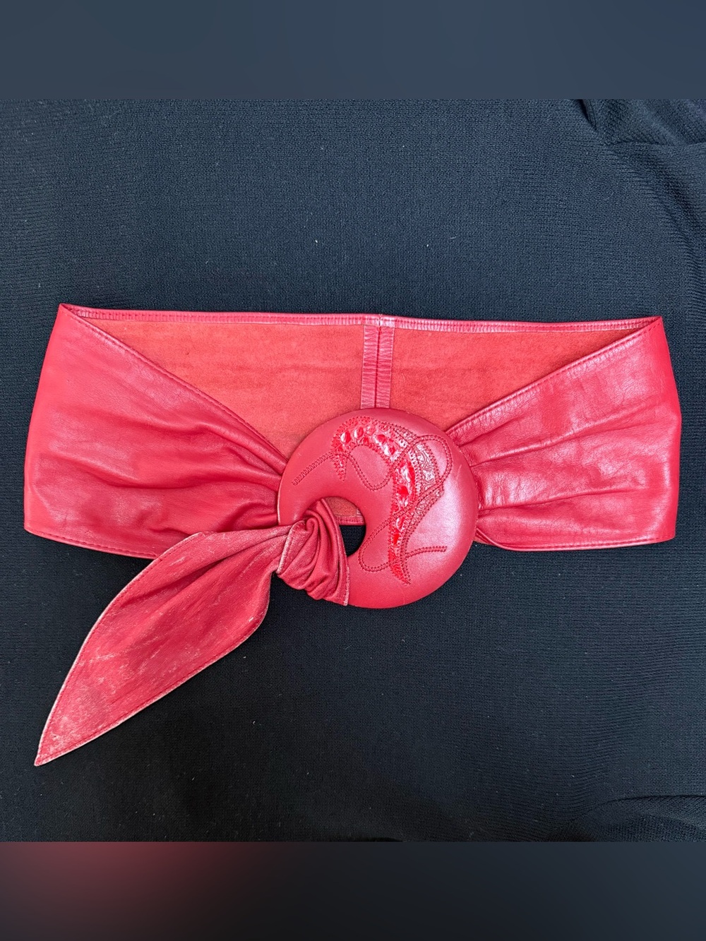 Vintage Red Leather Belt